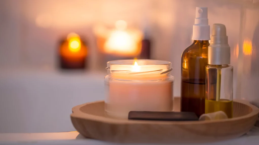 Massage oil with candle
